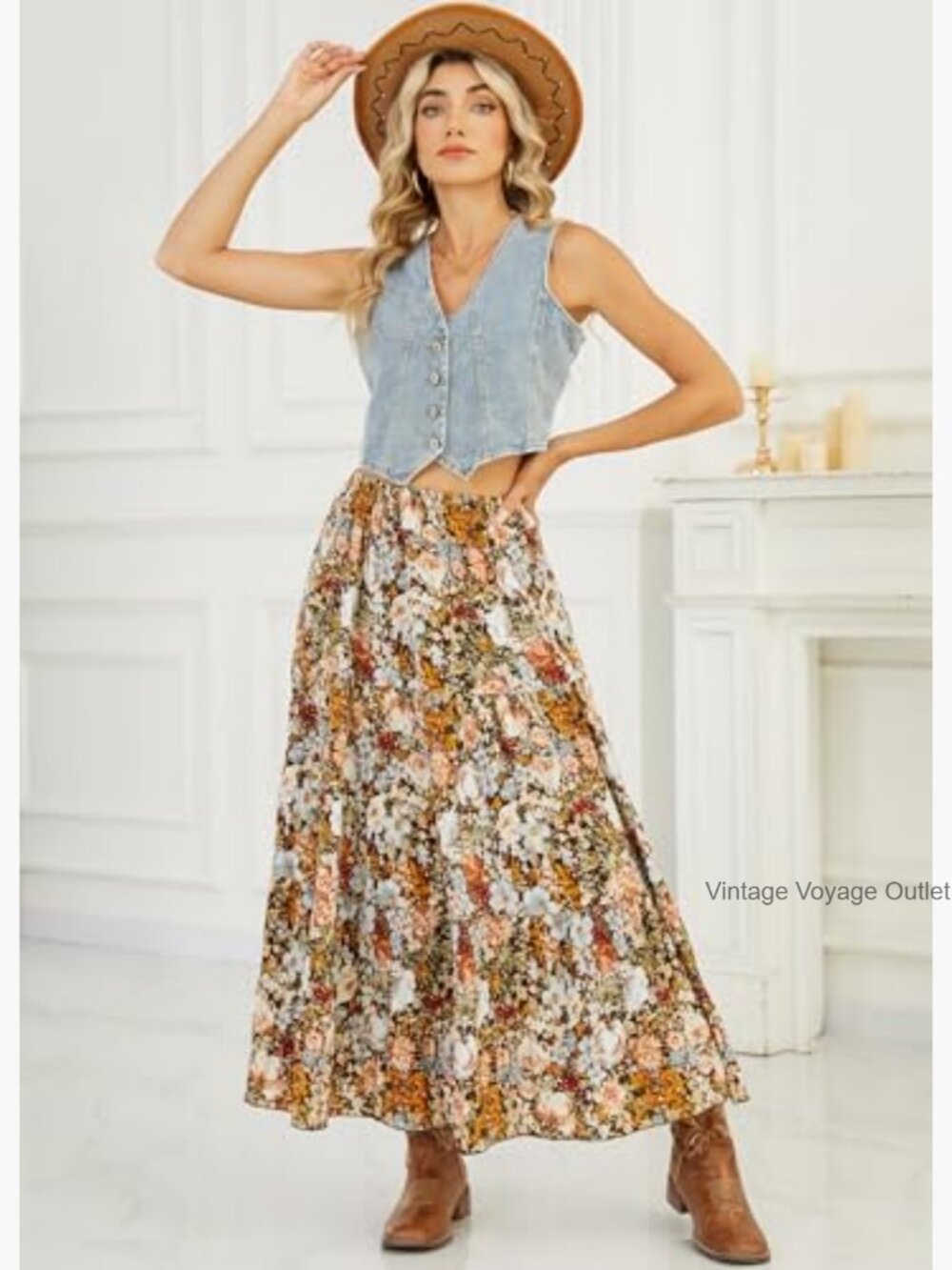 Chiffon Maxi Skirt Elastic Waist Pleated A-Line Flowy Boho Summer - Picture 3 of 7